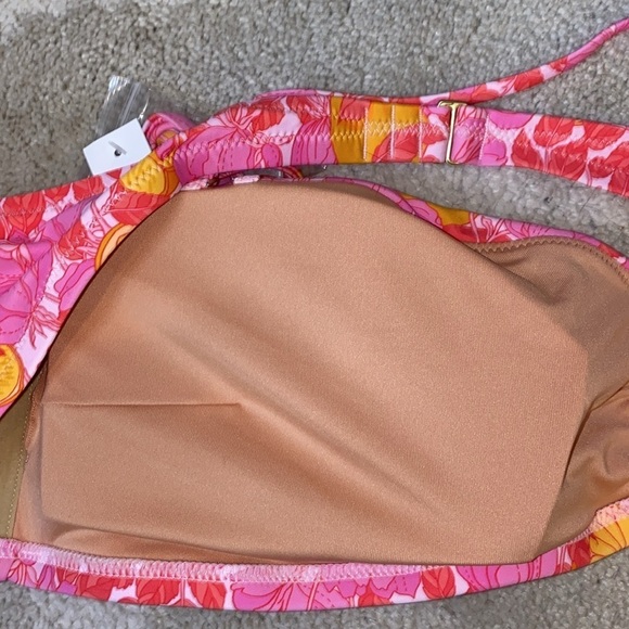 J. Crew O-ring bandeau bikini top in pink floral design size 3X NWT - Picture 6 of 7